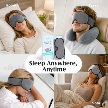 YFONG Sleep Mask for Side Sleeper Women Men, Soft Breathable Bamboo Viscose - color: Dark Gray