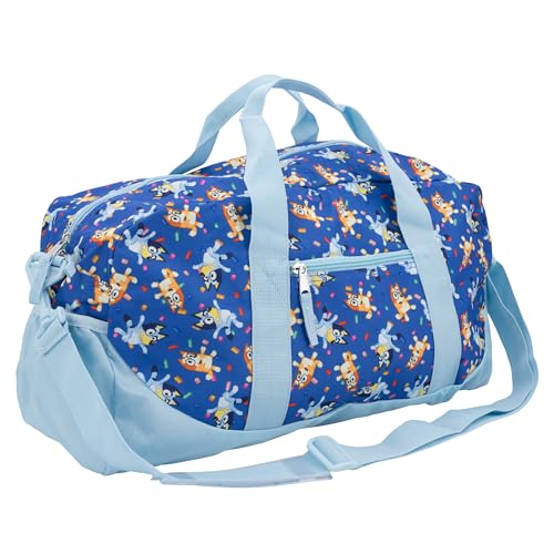 Bluey Duffle Bag, 16” Travel Sleepover Bag for Girls & Boys, Kids Weekender Bag, Blue - color: Bluey