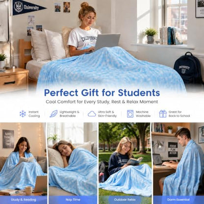 OIGAE Cooling Blanket 50'' x 70'' for Hot Sleepers, Night Sweats, Menopause - color: 1 - Blue Snowflake, size: Throw 50'' x 70''