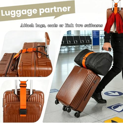 Adjustable Luggage Straps, Orange+Rainbow - color: Orange+Rainbow