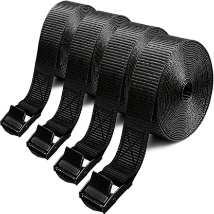 Lashing Straps with Buckles, 4Pack, 1 Inch × 12 Feet, Cargo Tie-Down Strap - color: black, size: 12Ft