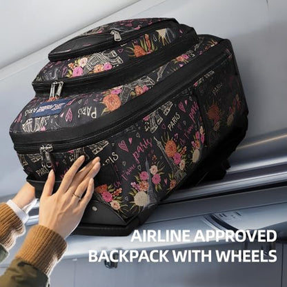 20" 2-in-1,Wheeled Travel Luggage Bag w/Telescopic Handle - color: JH-2561-Floral-20