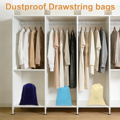 Cloth Shoe Bags for Travel, Flannel Pouch with Drawstring Closure Washable Breathable Cotton Fabric, 15.8x11.8" & 4 Pcs & Dark Red- Fit for (Men Women/Luggage/Storage) - color: Dark Red