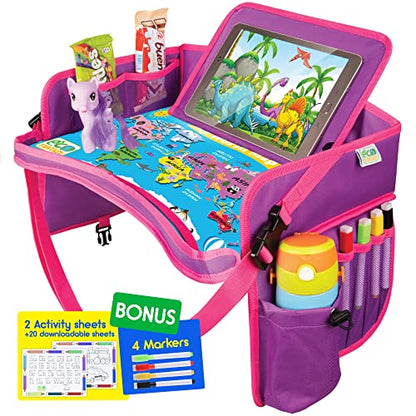 Kids Travel Tray - Toddler Car Seat Tray & Lap Desk - Pink - color: PINK