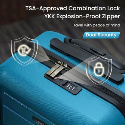 SHOWKOO G-Series Luggage set 3pcs, 100% PC Durable Hardshell Suitcase - color: Sea Blue, size: 3-Piece Set (20/24/28in)