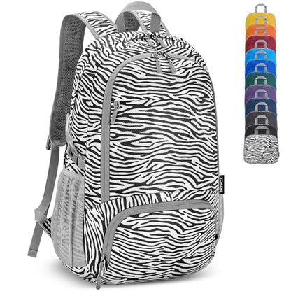 ZOMAKE Lightweight Packable Backpack 30L, Foldable Travel Hiking Daypack - color: D-zebra Print