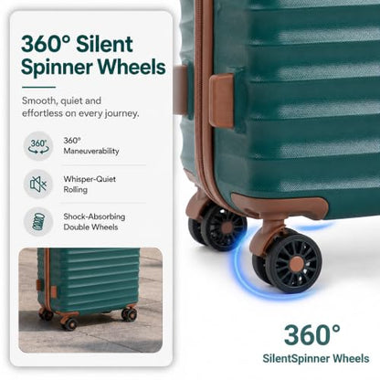 CONCEPTEN Luggage Sets 5 Piece, ABS+PC Hardshell Suitcases with Wheels - color: Teal, size: 5 Piece Sets (20/24/28/Db/Tb)