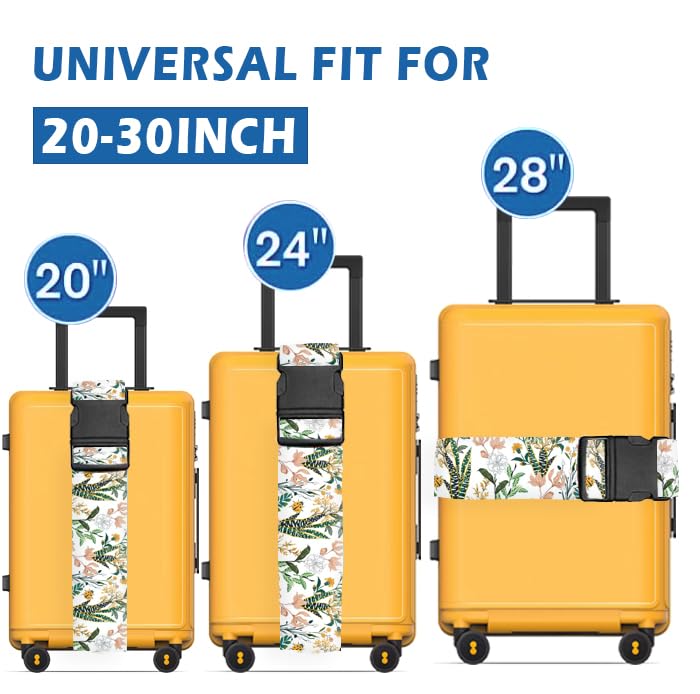 Luggage Straps for Suitcases Travel Belt Accessories, Cute Suitcase Strap, Adjustable Luggage Belt Strap, Heavy Duty with Quick-Release Buckle Luggage Strap Beautiful Flowers - color: Beautiful Flowers