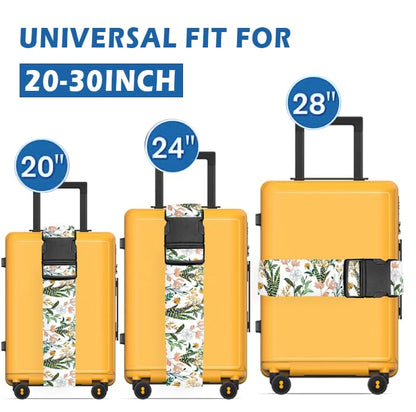 Luggage Straps for Suitcases Travel Belt Accessories, Cute Suitcase Strap, Adjustable Luggage Belt Strap, Heavy Duty with Quick-Release Buckle Luggage Strap Beautiful Flowers - color: Beautiful Flowers
