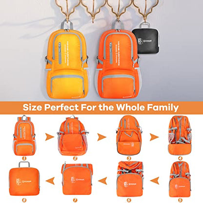 ZOMAKE Lightweight Packable Backpack, Water Resistant Foldable Daypack 35L - color: Orange, size: 35L