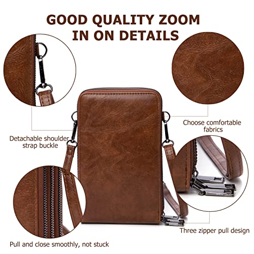 myfriday Small Cell Phone Crossbody Bag, Multi-pocket & 6 Card Slots - color: B-coffee