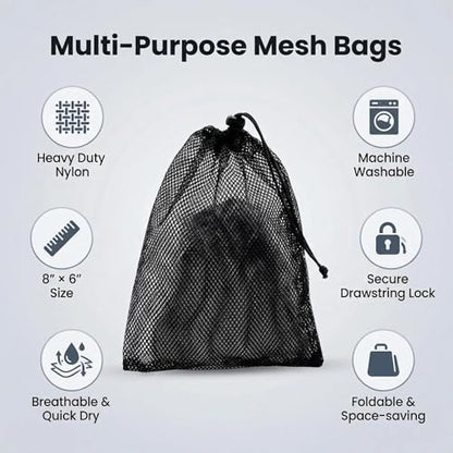 20pcs Small Mesh Bags NylonMesh Backpack Drawstring Storage Black Nylon Drawstring Bags Small Travel Stuff (6 x 8inch)