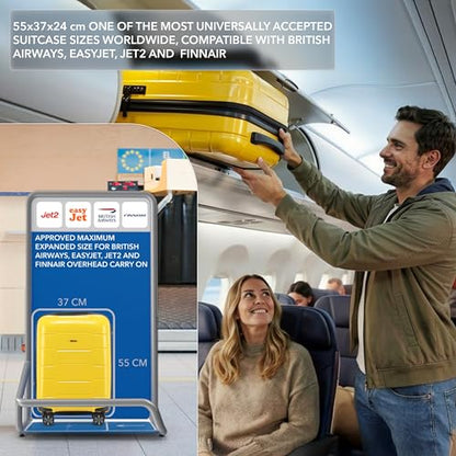 5-Piece Luggage Set Expandable Hardside Polypropylene Suitcase Set with TSA Locks & 8 Silent Spinner Wheels Lightweight Nested Suitcases Travel Set American Airline-Approved Carry-On - Yellow - color: Yellow, size: 5-Piece Set