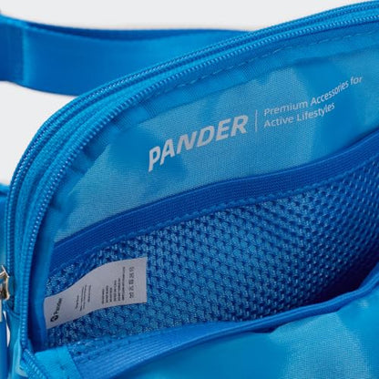 Pander Nylon Fanny Pack Belt Bag for Women with 5 Zipper Pockets - color: Cloud Blue