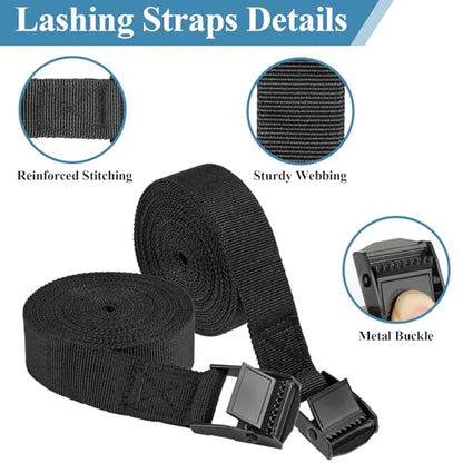 PEASUG Tie Down Straps, 4 Pack Lashing Straps with Buckles for Packing - color: Black, size: 1" x 11.5'