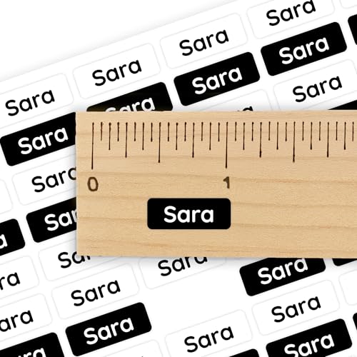 Mini Name Labels (175) - Custom Personalized Name Labels for Labeling Tiny Items, Washer and Dryer-Safe Waterproof Labels for Daycare, Preschool, and School - Black and White - color: Black and White