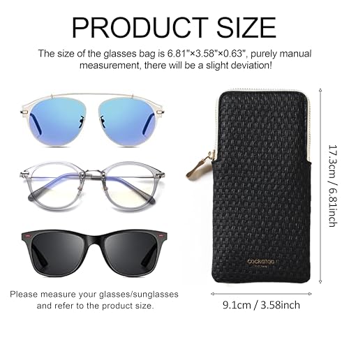 Cockatoo Portable Glasses Case, Drop-Resistant Eyewear Storage Pouch, Slim Soft Case for Sunglasses, with Cleaning Cloth - color: Brown