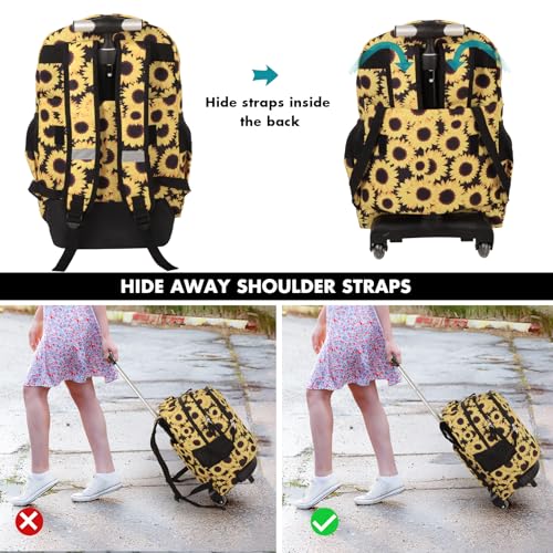 Tilami Rolling Backpack for Boys and Girls,Sunflower - color: Sunflower