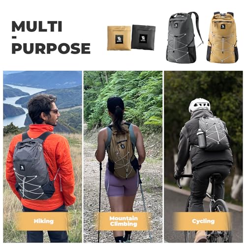 Lightweight Hiking Backpack 20L, Waterproof Foldable Packable Backpack for Travel Camping Daypack for Men Women - color: Khaki