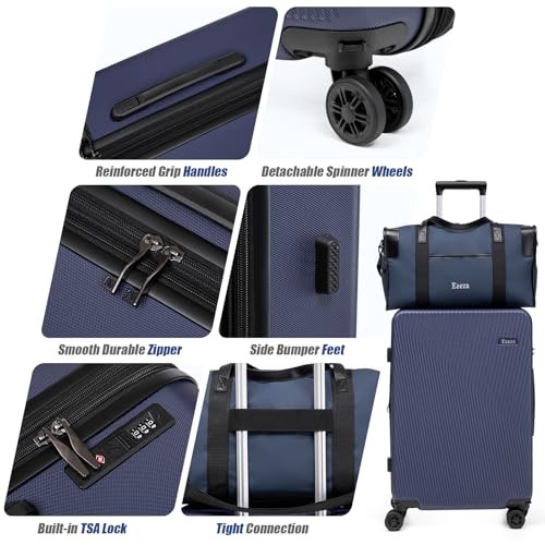 3 Piece Airline Approved Hardcase Carry on Luggage Set 20" Deep Blue | Scratch Resistant ABS Build with Ergonomic Telescopic Handle Smooth Spinner Wheels 22x14x9 Travel Set TSA Lock - color: PorscheBlue, size: 3 piece