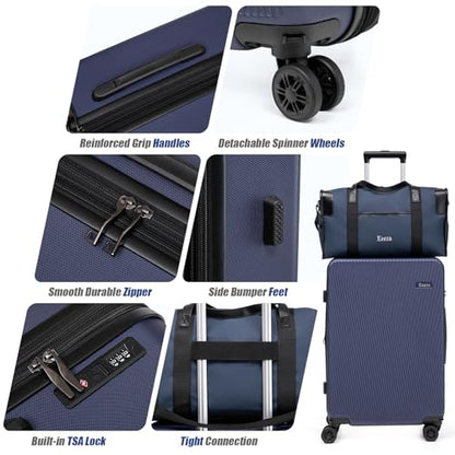 3 Piece Airline Approved Hardcase Carry on Luggage Set 20" Deep Blue | Scratch Resistant ABS Build with Ergonomic Telescopic Handle Smooth Spinner Wheels 22x14x9 Travel Set TSA Lock - color: PorscheBlue, size: 3 piece