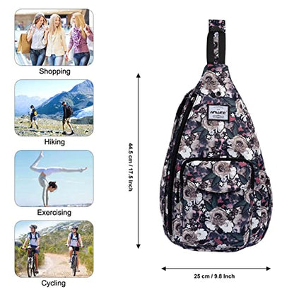 Backpack Sling for Women Anti-Water Crossbody Bag Inclined Adjustable Pack - color: Gray Rose