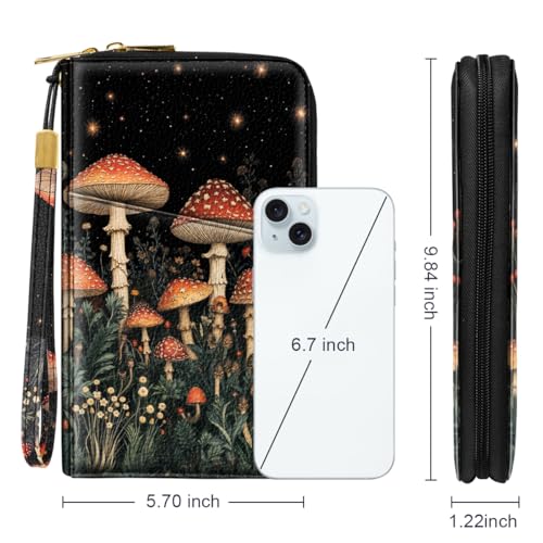 Family Passport Holder Wallet RFID Blocking Document Organizer - color: Mushroom
