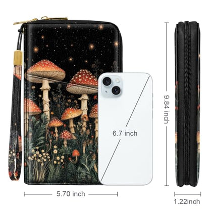 Family Passport Holder Wallet RFID Blocking Document Organizer - color: Mushroom