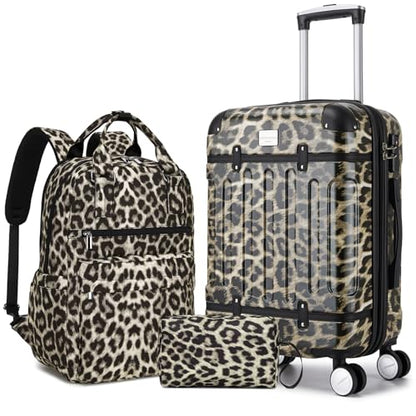 LARVENDER 수하물 세트 확장 가능한 빈티지 수하물 세트, 치타-20BP, 굵게 - color: 치타-20BP, size: 3 piece set(BP/TB/20)