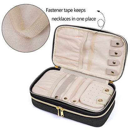 Teamoy Travel Jewelry Case Organizer Storage Box for Women, Black - color: Black