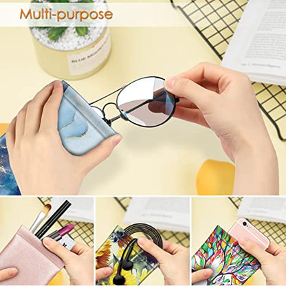 FINTIE Soft Eyeglasses Case with Cleaning Cloth, Squeeze Top Glasses Pouch - color: Ocean Marble