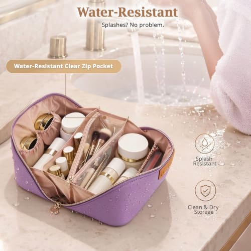 3-in-1 Large Travel Makeup Bag Organizer for Women - color: B08-Purple