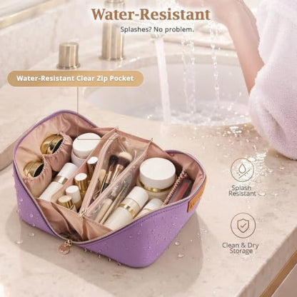 3-in-1 Large Travel Makeup Bag Organizer for Women - color: B08-Purple