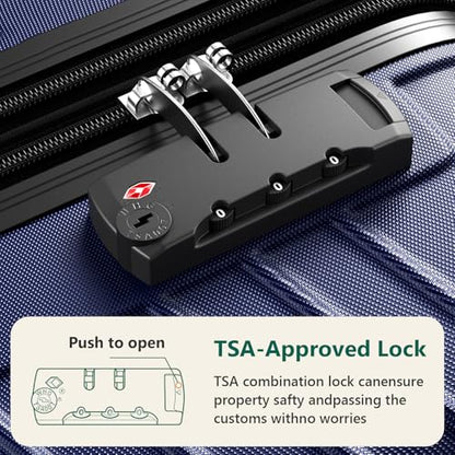 21 Inch Carry On Luggage, ABS Hardside Suitcase with Spinner Wheels, Airline-Approved Cabin Luggage with TSA Security Lock, Expandable Travel Suitcase for Flights, Business Trips & Weekend Vacations - color: Blue, size: 21 IN