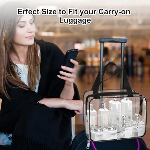 APREUTY 3 Pack Large Clear Makeup Bag, TSA Approved Toiletry Bag Set, Black - color: Black-3PCS (Large)
