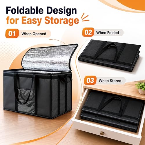 NZ home Insulated Food Delivery Bag, Grocery Cooler & Catering Tote - color: Green, size: 3XL