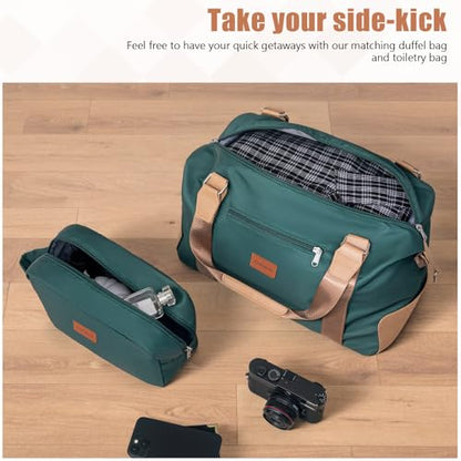 Cobens Luggage Sets 5 Piece, Suitcase with Wheels, 20/24/28inch, DarkGreen - color: DarkGreen