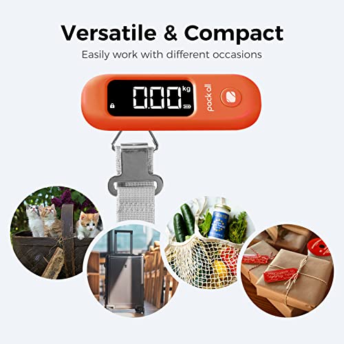 pack all Digital Luggage Scale for Travel, 110Lbs Capacity, 0.1Lb Precision - color: Orange