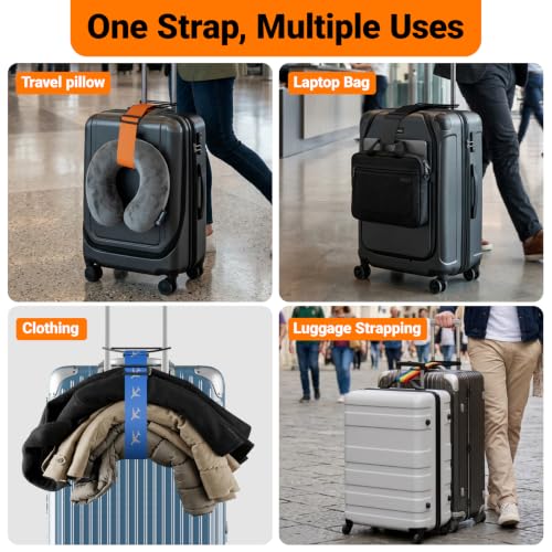 2 Pack Luggage Connector Straps–Add A Bag Hands-Free Suitcase Connector - color: Neon Green