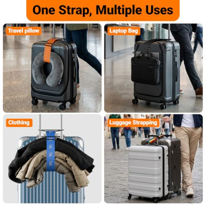 2 Pack Luggage Connector Straps–Add A Bag Hands-Free Suitcase Connector - color: Orange