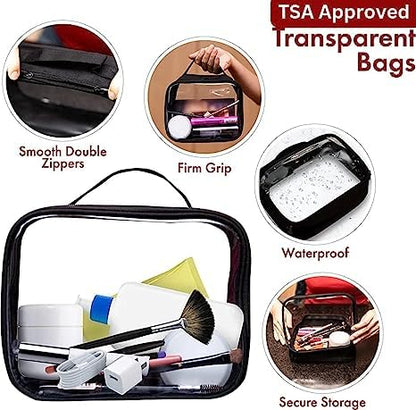 Clear Makeup Bags with Zipper, 1 Large & 1 Medium Size - Medium Size TSA Approved Toiletry Bag - Waterproof & Leak-Resistant PVC Clear Travel Bags – Perfect for Women, Men & Kids - size: Pack 2 - 1 L & 1 M