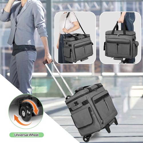Trunab Rolling Teacher Bag with Expandable File Pocket Detachable Trolley - color: Grey