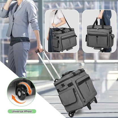 Trunab Rolling Teacher Bag with Expandable File Pocket Detachable Trolley - color: Grey