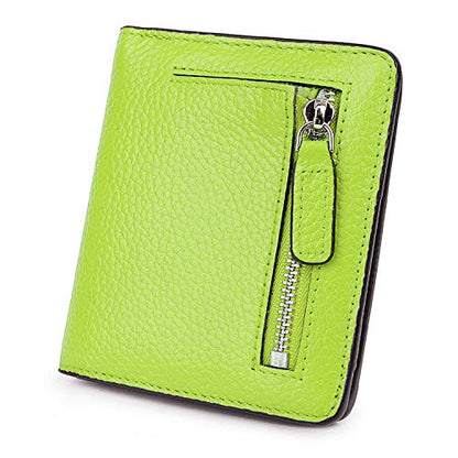 Small Leather Wallet for Women, Ladies Credit Card Holder RFID Blocking Women's Mini Bifold Pocket Purse - color: Light Green Rfid Blocking