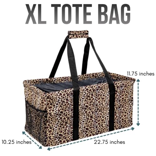 Extra Large Utility Tote Bag - Oversized Collapsible Beach Bag - Leopard - color: Leopard