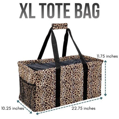 Extra Large Utility Tote Bag - Oversized Collapsible Beach Bag - Leopard - color: Leopard