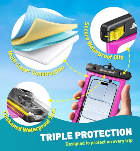 Hiearcool Waterproof Phone Pouch, Waterproof Phone Case, Bright Red 2-Pack - color: 2Bright Red
