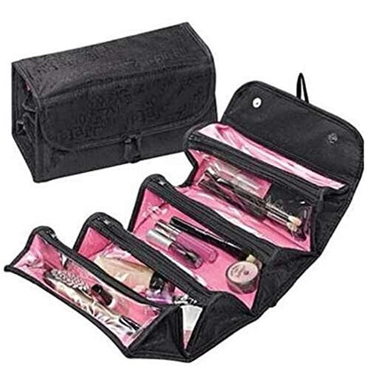Foldable Hanging Cosmetic Organizer Bag with Multiple Pockets-Travel Toiletry Storage for Makeup, Jewelry, Accessories(Portable & Compact)