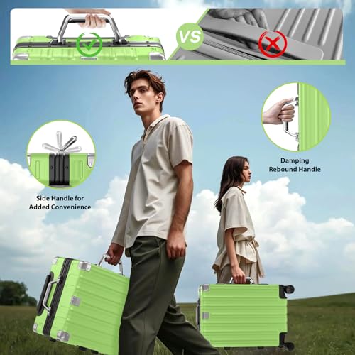 Krute Zipperless Carry On Luggage with Wheels 20 inch Hardshell Suitcase - color: Green, size: Carry-on (20 Inch)