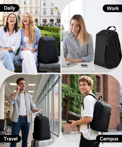 EMPSIGN Lightweight Casual Backpack for Travel Work College, Black - color: Black
